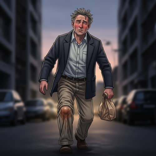 Clumsy Mature Man Stumbled - Humorous Image