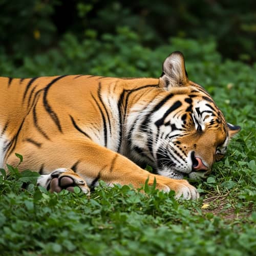 Tranquil Sleeping Tiger in Wild Habitat