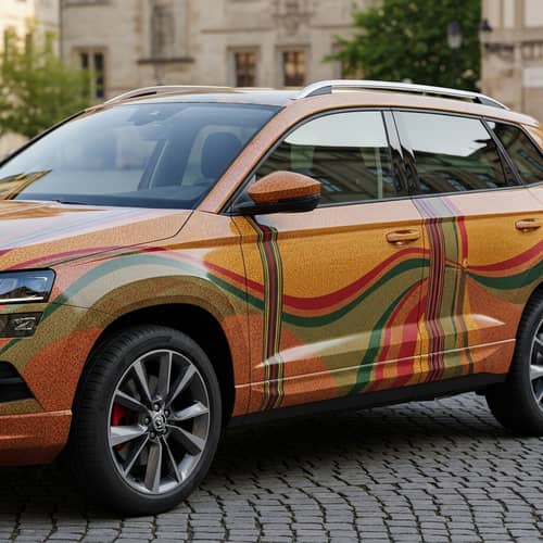 Detailed Skoda Karoq Automobile with Earth-Toned Fashion Paint