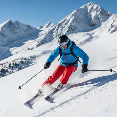 Skiing in Winter: Graceful Carving in Fresh Powder