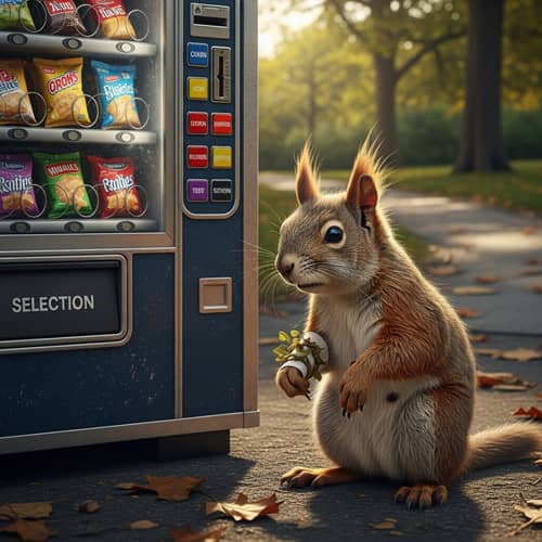 Squirrel with Broken Limb at Park Vending Machine