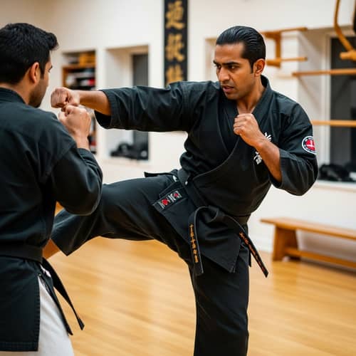 South Asian Martial Artist Training Sequence | Punches & Kicks