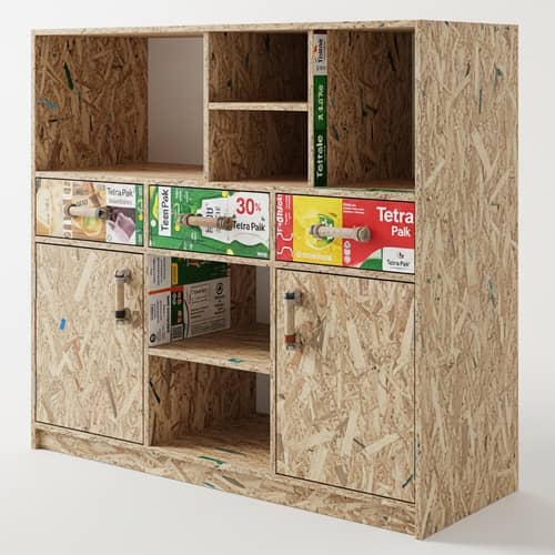 Recycled Tetra Pak Particleboard Cabinet - Sustainable Furniture