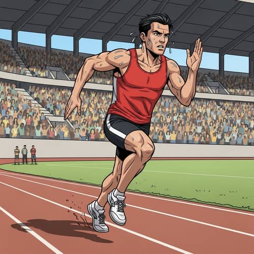 Dedicated Male Runner in Stadium | Track Athlete Photo