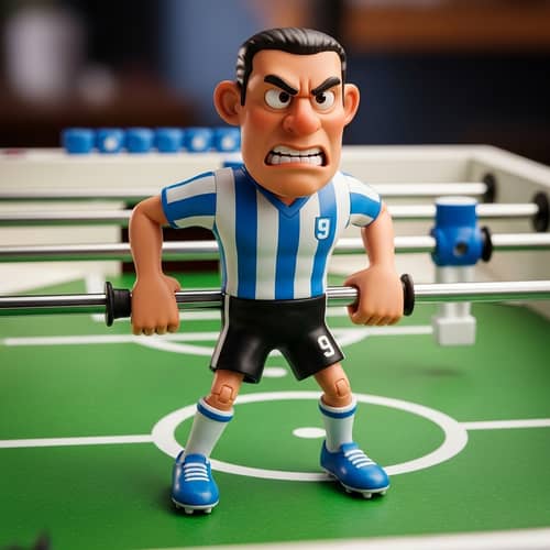 Fierce Black Foosball Player | Intense Soccer Figure