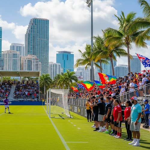 Vibrant Soccer Match in Miami | Exciting Scene with Diverse Spectators