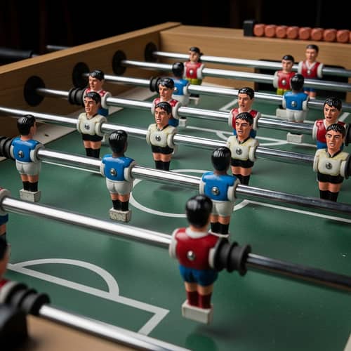Intense Foosball Game with Diverse Players | Serious Competition