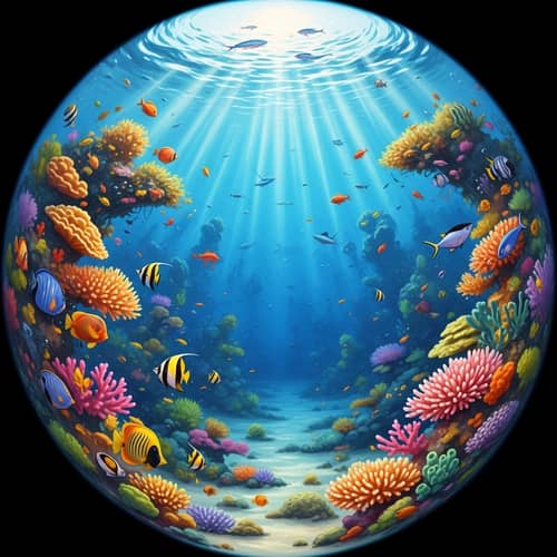 Surreal Underwater Landscape with Vibrant Coral Reefs
