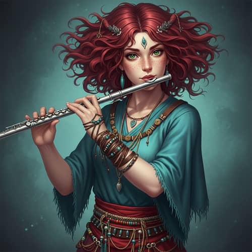 Female Air Genasi Bard | Delicate Porcelain Skin, Green Eyes
