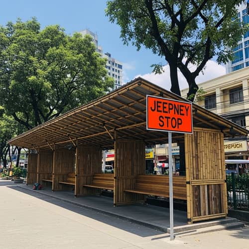 Sustainable Jeepney Stop | Shade, Seating & Local Materials