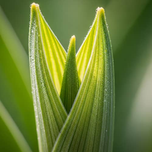 Macro Photography of Vibrant Green Garlic Leaf Textures