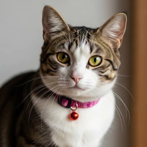 Cat with Bell Around Its Neck - Cute and Playful