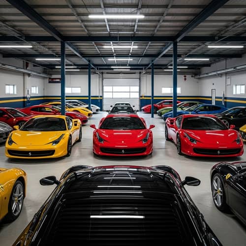 Luxury Ferrari Sports Cars in a Garage