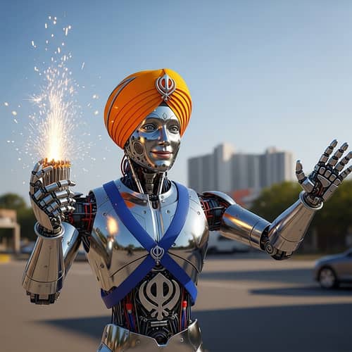 Futuristic Sikh Robot: Modern Technology Meets Cultural Heritage