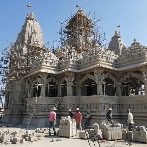 Traditional Hindu Temple Construction Site: Envisioning Divine Creations