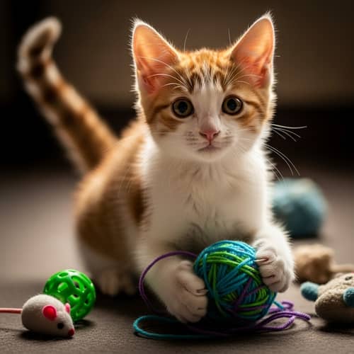 Adorable Ginger and White Kitten in Cozy Setting | Playful and Curious
