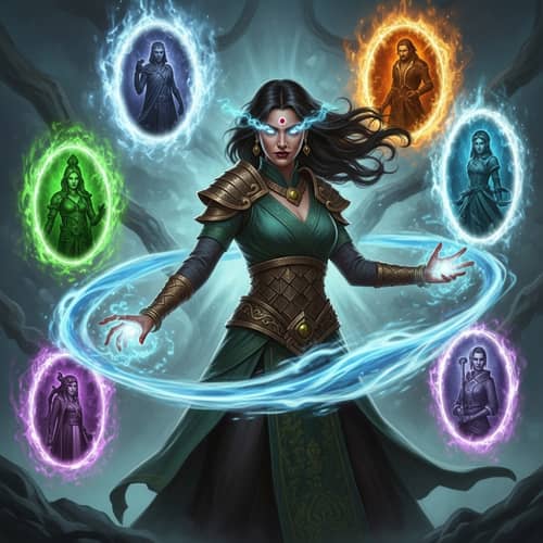 South Asian Woman Casting Spells in Multidimensional Energy
