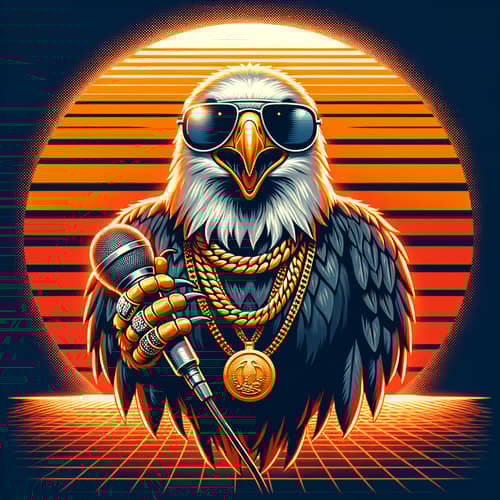 3D Rapper Eagle with Sunglasses and Microphone | California Eagles