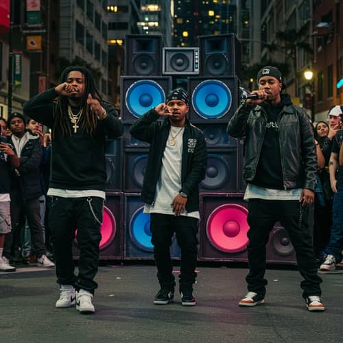 Rap Performers Street Showcase with Speakers