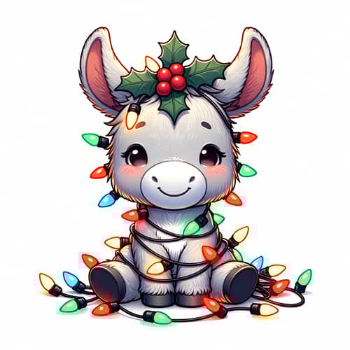 Cute Little Donkey Christmas Artwork | Festive Vector Illustration
