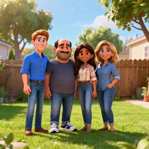 Family Photo in 3D Animation Style Family Photo in 3D Animation Style
