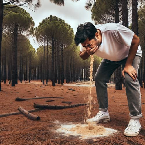 Hispanic Man Vomiting in Pine Park - Disturbing Scene