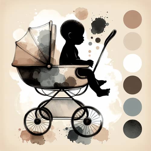 Abstract Watercolour Image of Black Baby in Beige Tones