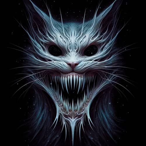 Ethereal Cat with Sharp Teeth - Beyond Our Reality