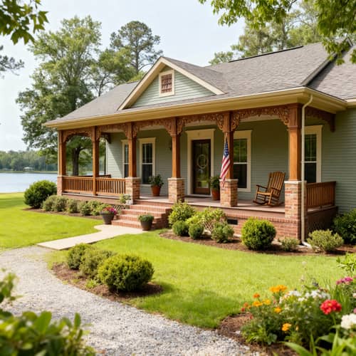 Southern Style Porch with Lush Landscaping Ideas Southern Style Porch with Lush Landscaping Ideas