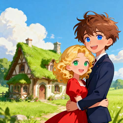 Charming Animated Couple in a Fairy-Tale Setting Charming Animated Couple in a Fairy-Tale Setting