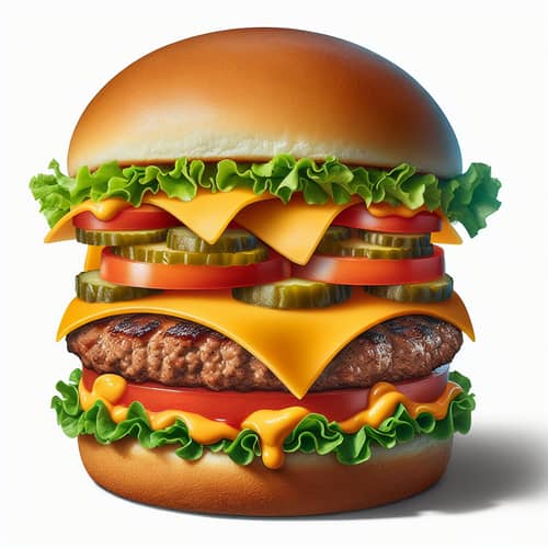 Mouth-Watering Gourmet Burger: Juicy Beef, Fresh Veggies & Cheese