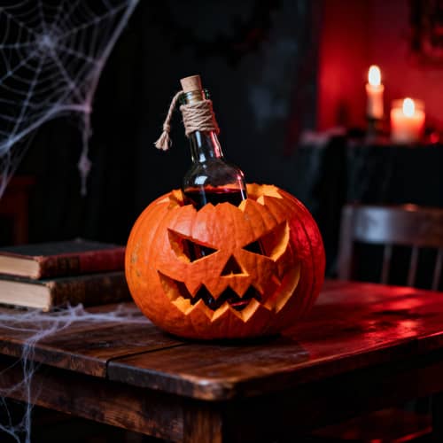 Scary Pumpkin Molotov Cocktail Photo