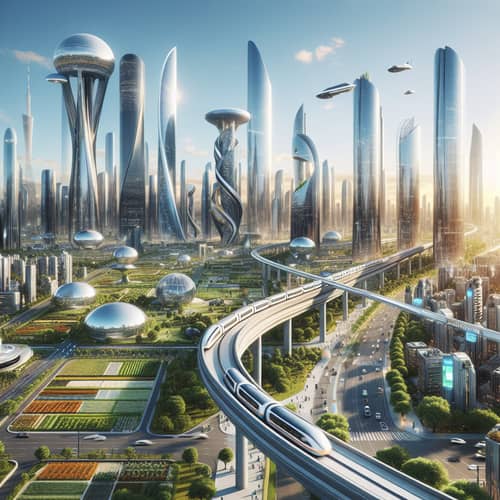 Utopian Futuristic City: Harmony of Nature and Technology