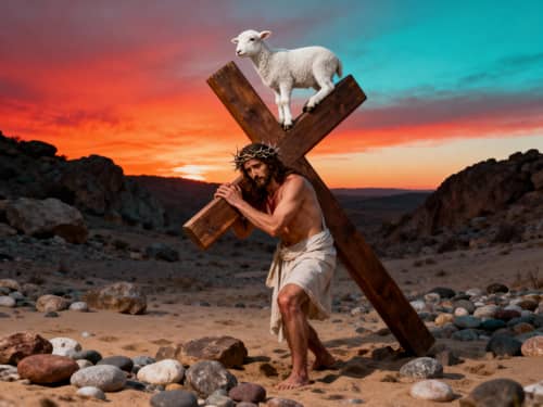 Jesus Christ Carrying the Cross - A Symbolic Artwork
