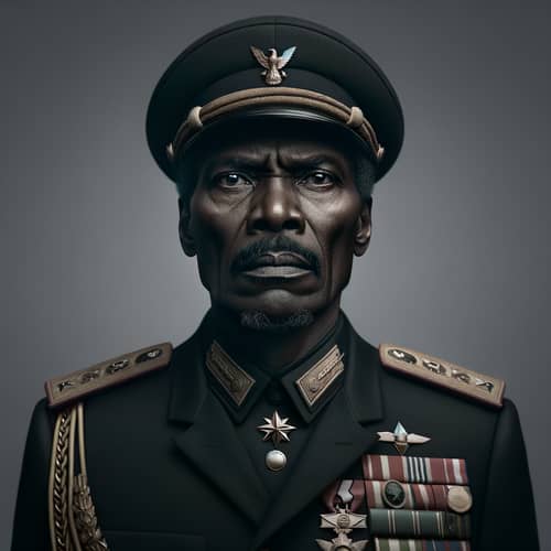 African Dictator in Black Military Uniform | Authority and Strength