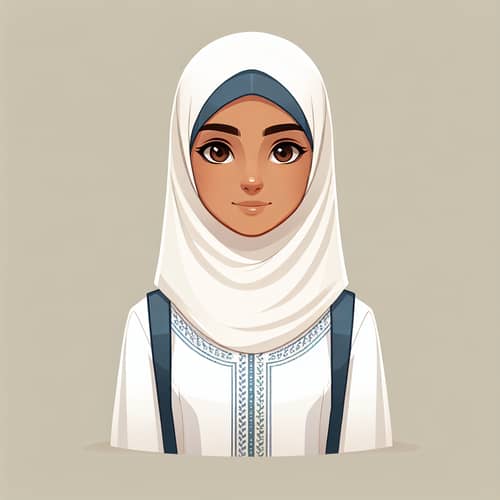 Omani Female Student in School Uniform Illustration