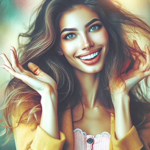 Playful and Radiant Woman in Vintage Style Photography