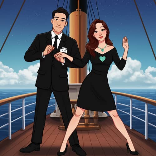 Korean Couple's Titanic Pose in Disney Style Korean Couple's Titanic Pose in Disney Style
