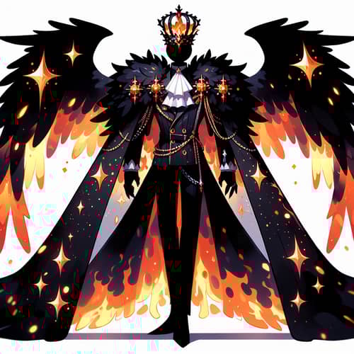 Towering Fiery Character in Hazbin Hotel Style - Ars Goetia Crown & Fiery Wings