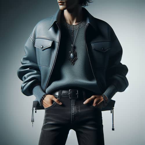Fashionable Outfit Showcase: Stylish Blue Jacket & Black Jeans