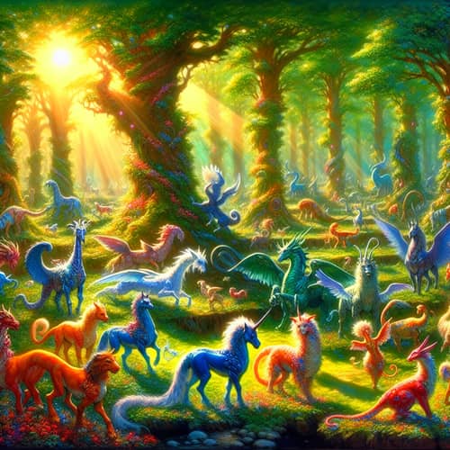 Magical Chimera Field in Enchanting Forest | Daytime Wonderland
