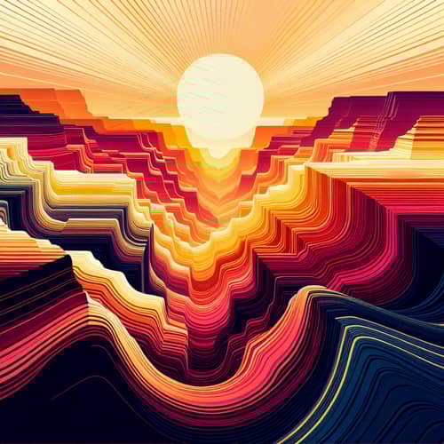Abstract Sunset over Grand Canyon | Colorful Transition from Day to Night