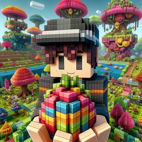 Block-Style Fruit-Themed Online Game Character