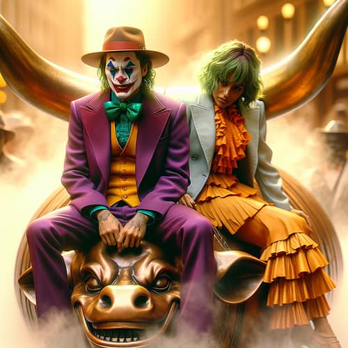 Hyper-Realistic 4K Joker Sculpture in Copper Bull Statute