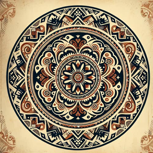 Intricate Earthy Tone Geometric Round Pattern | Hand-Painted Inks