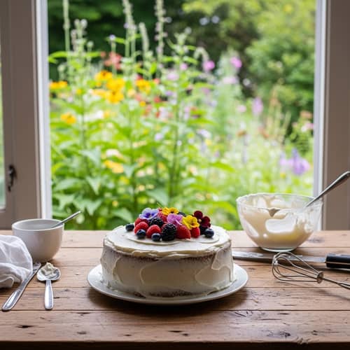 Simple Decorated Cake in Cozy Setting
