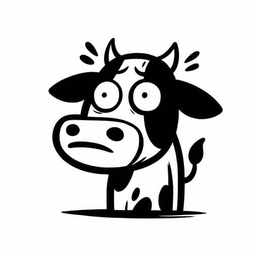 Whimsical Black and White Cow Illustration