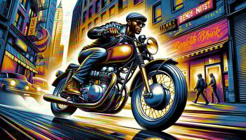 American Man Riding Vintage Cafe-Style Motorcycle - Layton, Utah