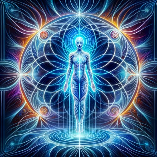 Ethereal Love: White Aura & Vibrant Blue Energy Art