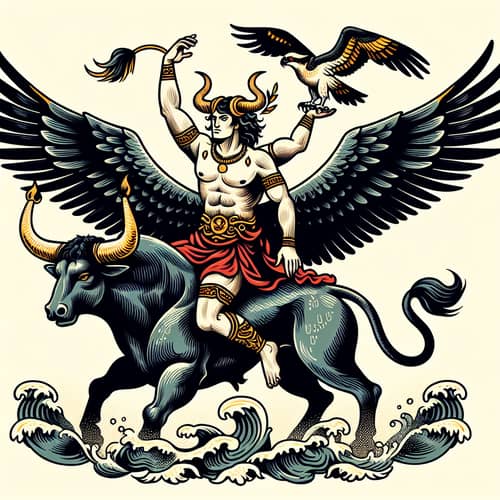 Iberian Water God with Osprey Wings and Bull Horns